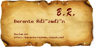 Berente Rézmán névjegykártya